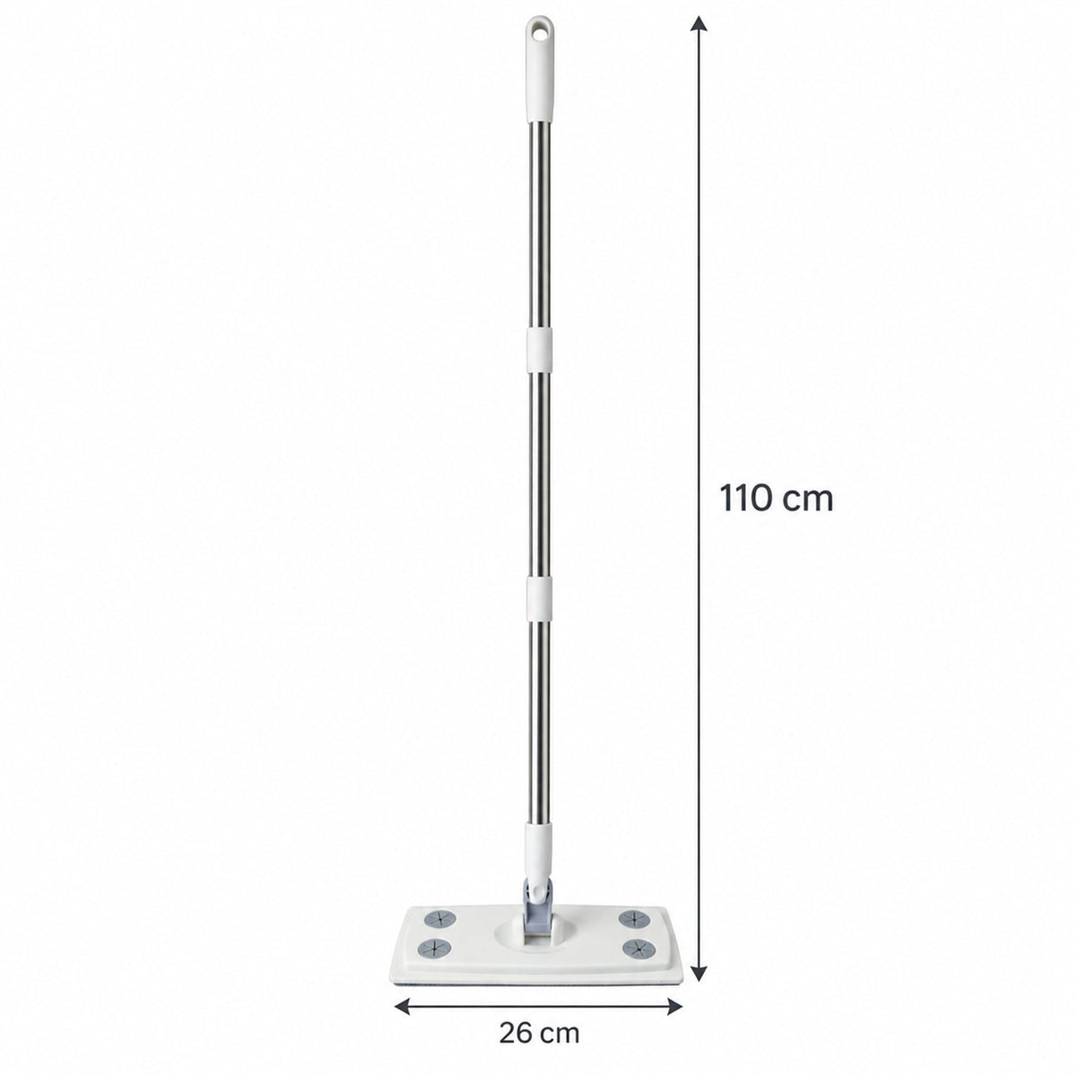 Rotating Flat Mop With Sectional Rod And Cloth Clips For Cleaning (110 X 26 Cm)